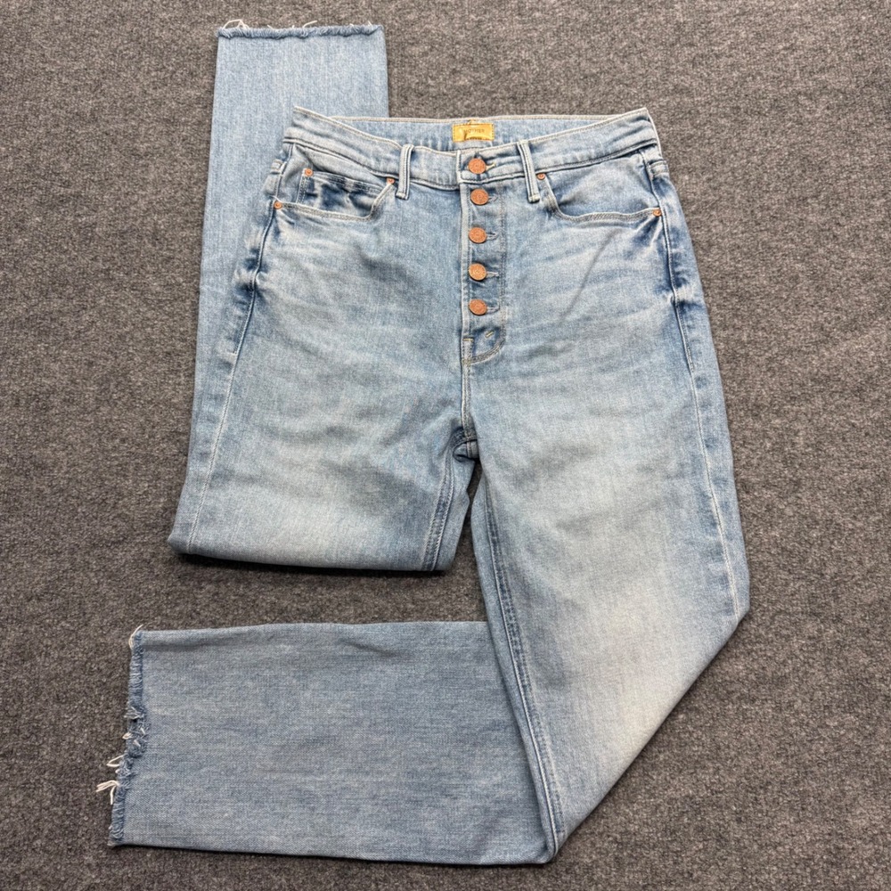 Mother The Pixie Dazzler Ankle Fray Ivy League Cowboy Jeans Size 28 Button Fly